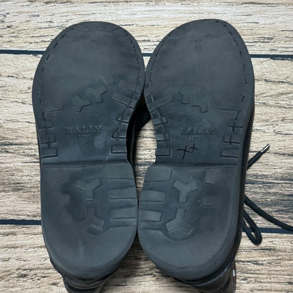 Bally Nokor Boots Men 10.5‎ D Black Leather Lace Up Side Zip Moc Toe Lug Sole